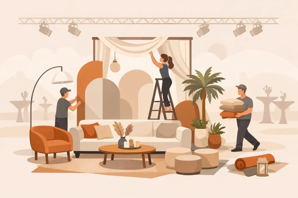 Como montar lounge cenográfico para eventos