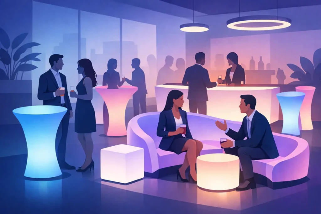 Como usar móveis LED em eventos corporativos