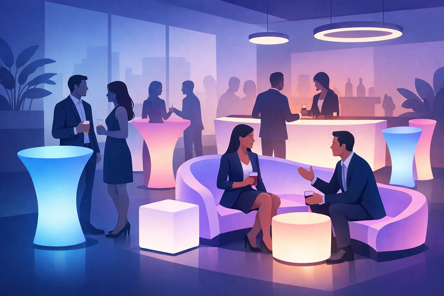 Como usar móveis LED em eventos corporativos