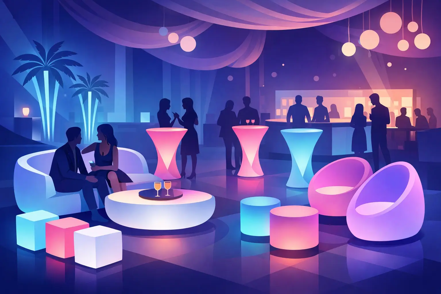 Ambientação com móveis LED que transforma eventos