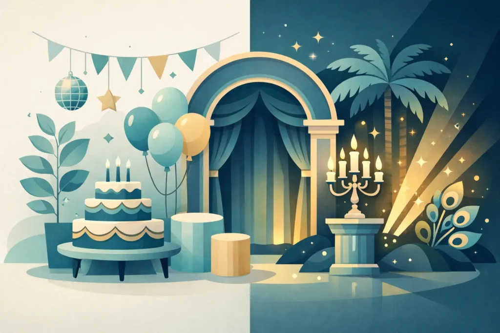 Decoração cenográfica festa com mais impacto