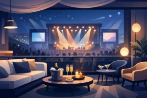 Decoração de camarotes e áreas VIP de shows
