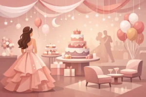 Decoração moderna de festa de 15 anos