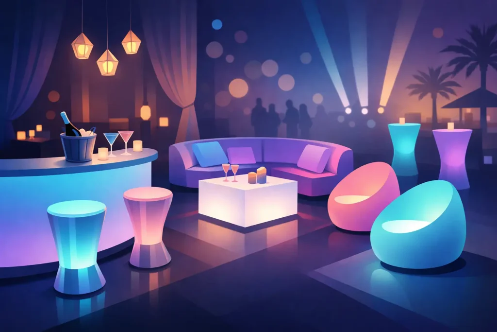 Destaque nas decorações de eventos: móveis LED