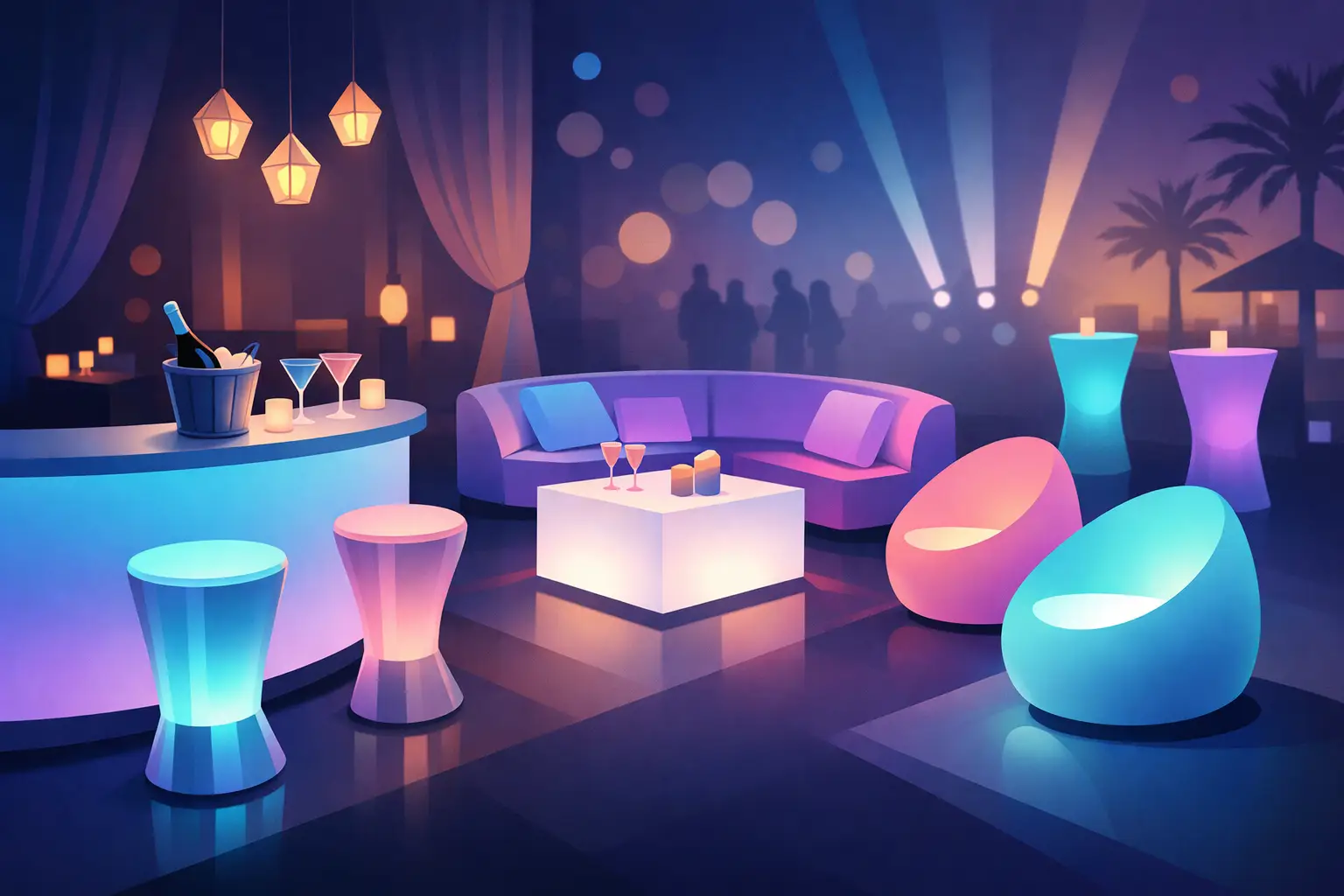 Destaque nas decorações de eventos: móveis LED