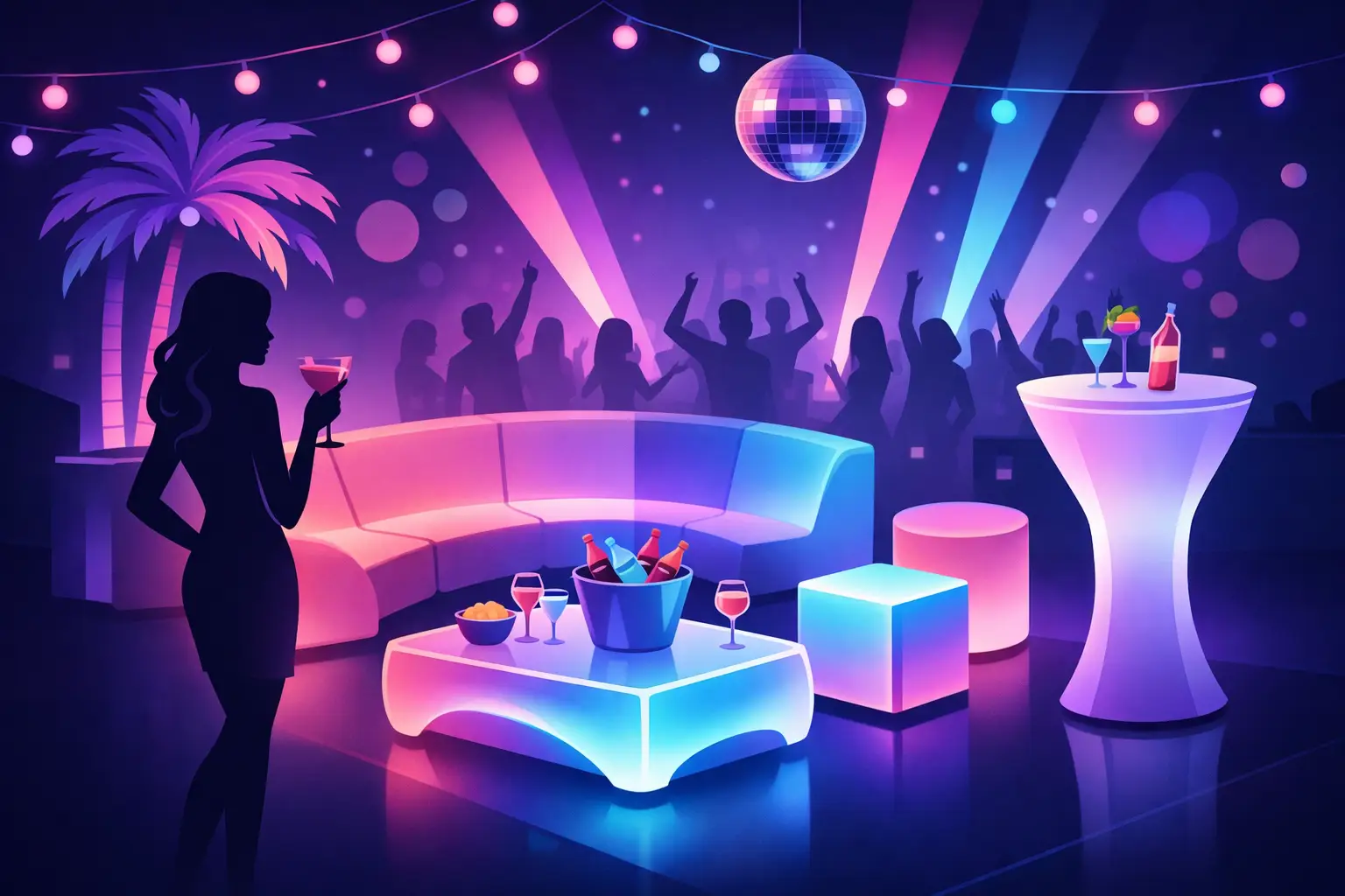 Festa neon: como usar móveis LED na decoração