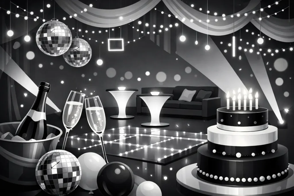 Festa black & white com LED elegante