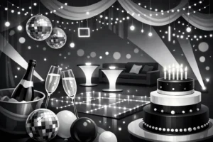 Festa black & white com LED elegante
