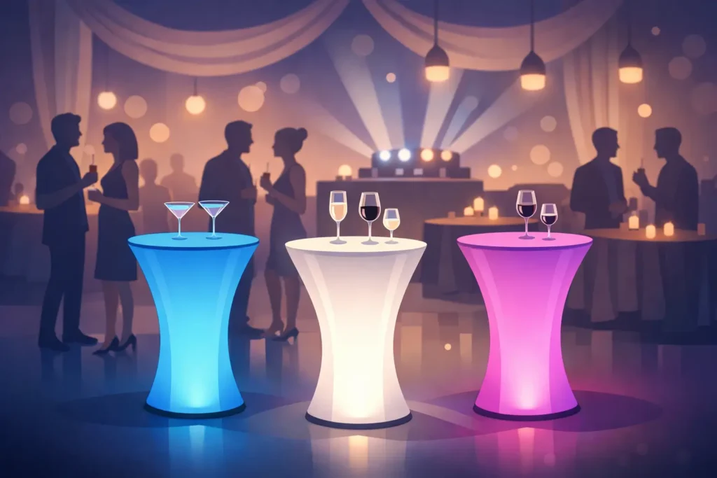Mesa bistrô LED: por que é diferencial em eventos