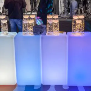 aparador de led retangular em evento