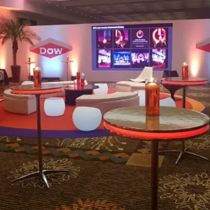 mesa led bistro em evento
