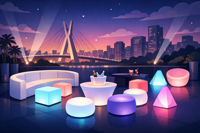 Aluguel de puff de LED em SP: quantidade por espaço