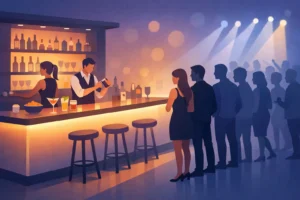 Balcão de bar iluminado: dicas para evitar filas em festas