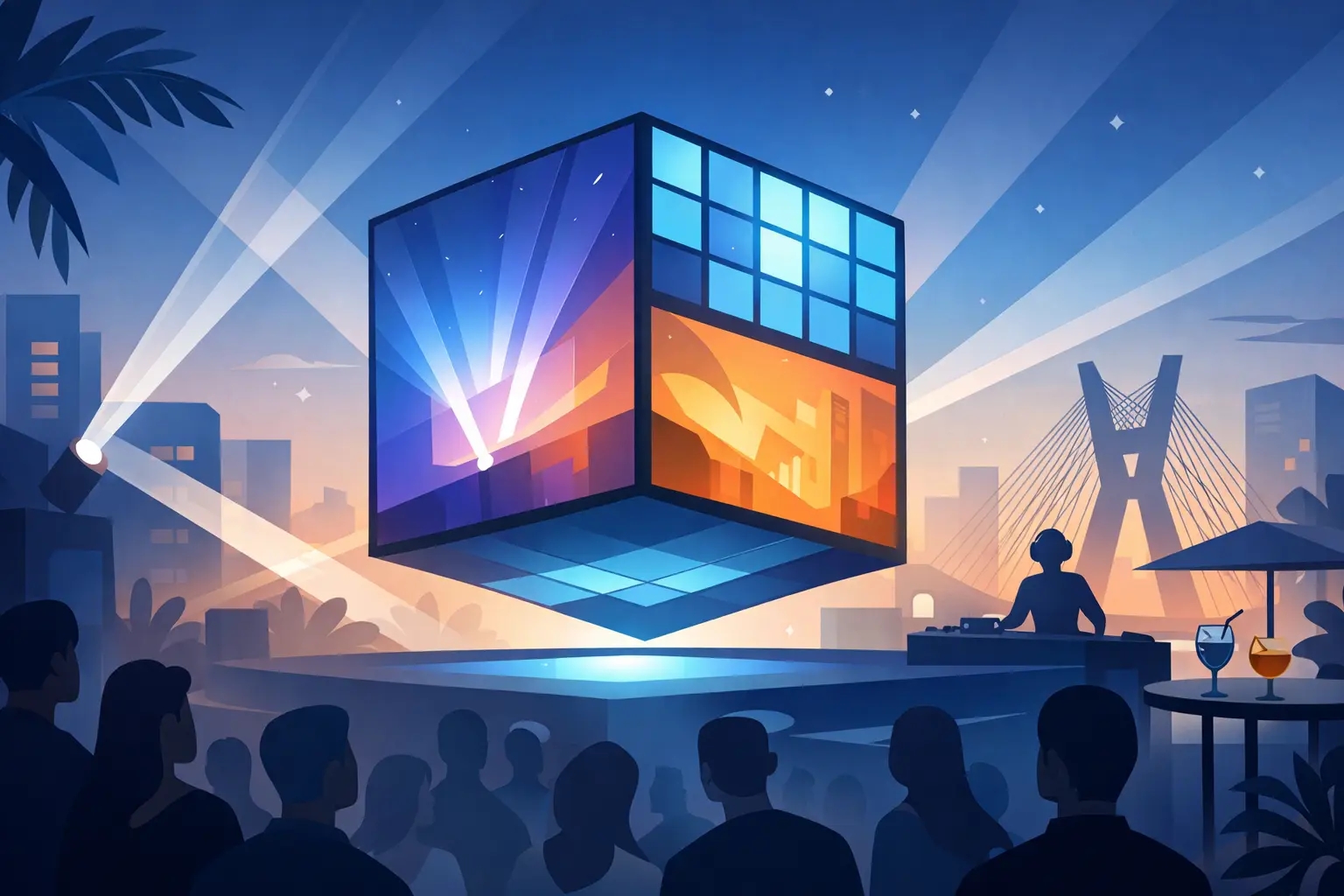 Cubo de LED para eventos: versatilidade em SP