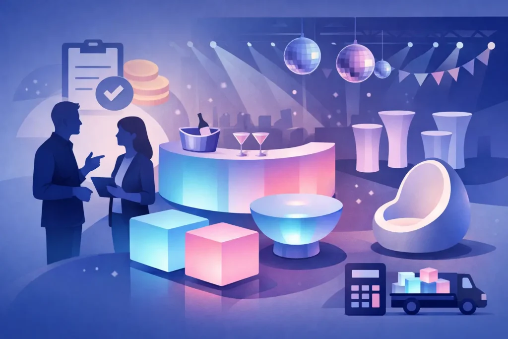 Quanto custa alugar móveis LED para eventos?