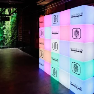 painel de fotos com 25 cubos de led para eventos