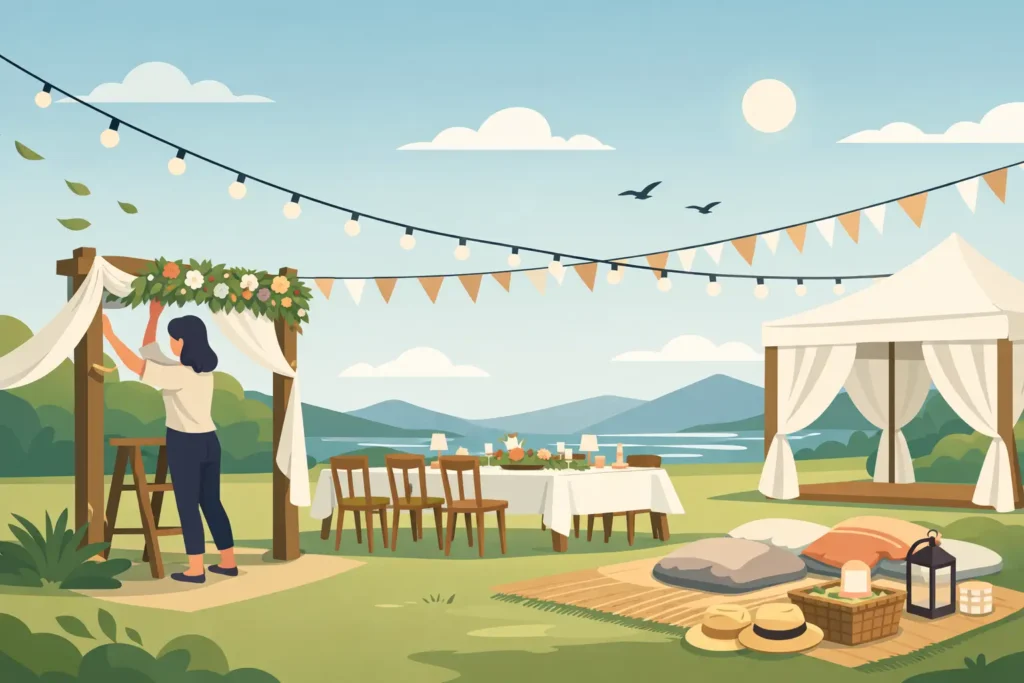 Os desafios da decoração de festa em ambientes abertos