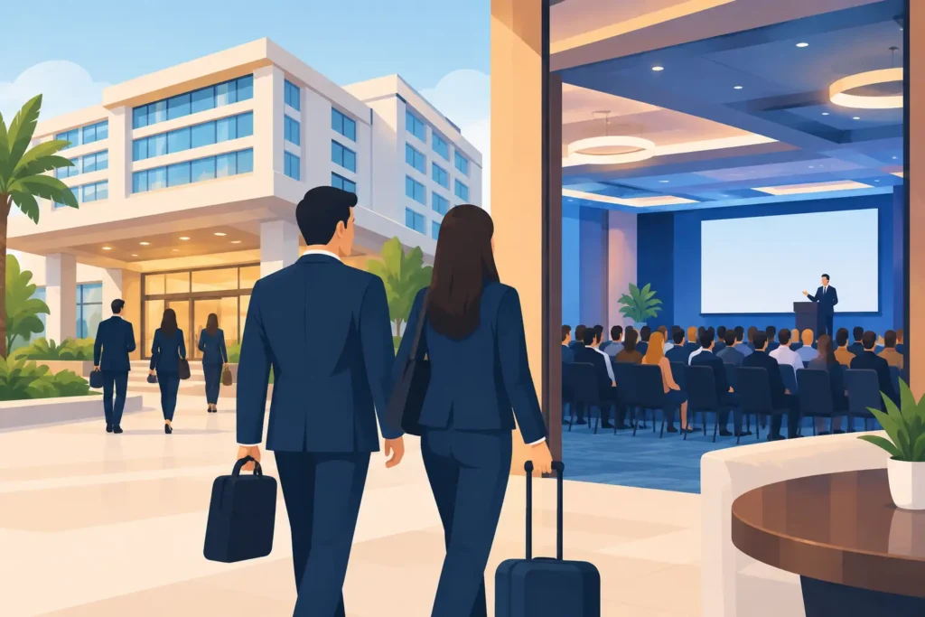 Como o hotel influencia a experiência da convenção
