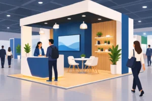 Decoração para stand de feira que atrai visitantes