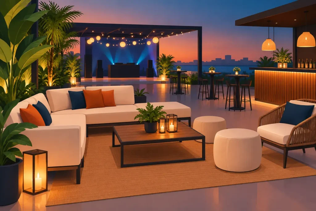 Guia visual para lounge de festa com impacto