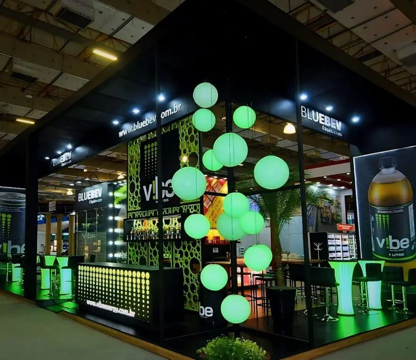 esfera de led suspensa em stand esferas led em stand